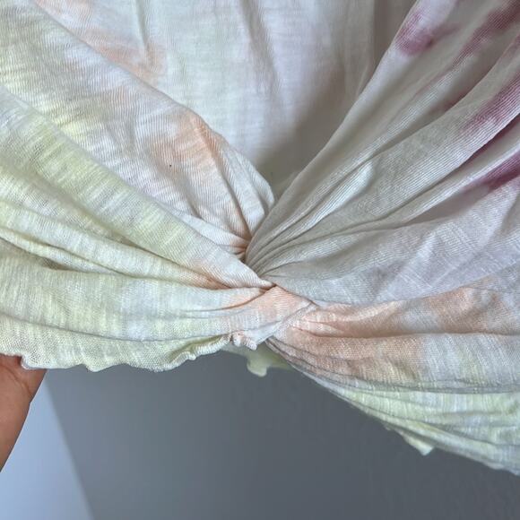 American Eagle Tie Dye Knot Front Lettuce Edge Top Tee Blouse XS - Picture 5 of 6